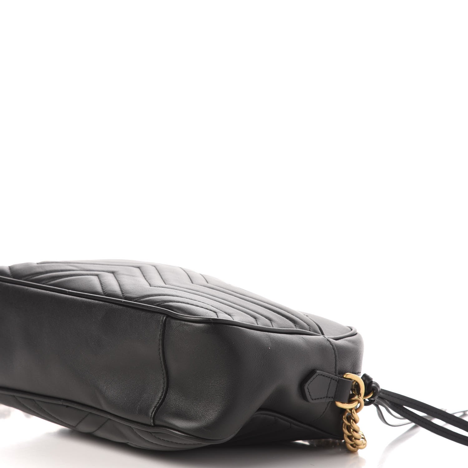 Gucci Calfskin Matelasse Medium GG Marmont Chain Shoulder Bag Black 10 of 11