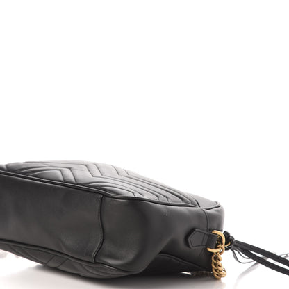 Gucci Calfskin Matelasse Medium GG Marmont Chain Shoulder Bag Black 10 of 11
