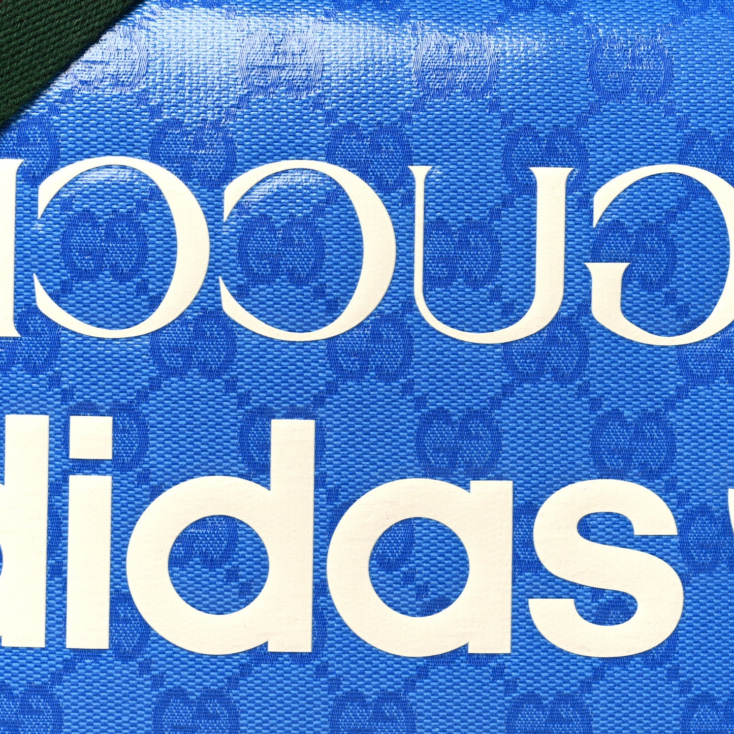 X ADIDAS Crystal Vintage Monogram Textured Dollar Calfskin Web Trefoil Logo Small Messenger Bag Bright Splash Off White Black