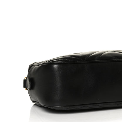 Gucci Calfskin Matelasse Small GG Marmont Chain Shoulder Bag Black 10 of 15
