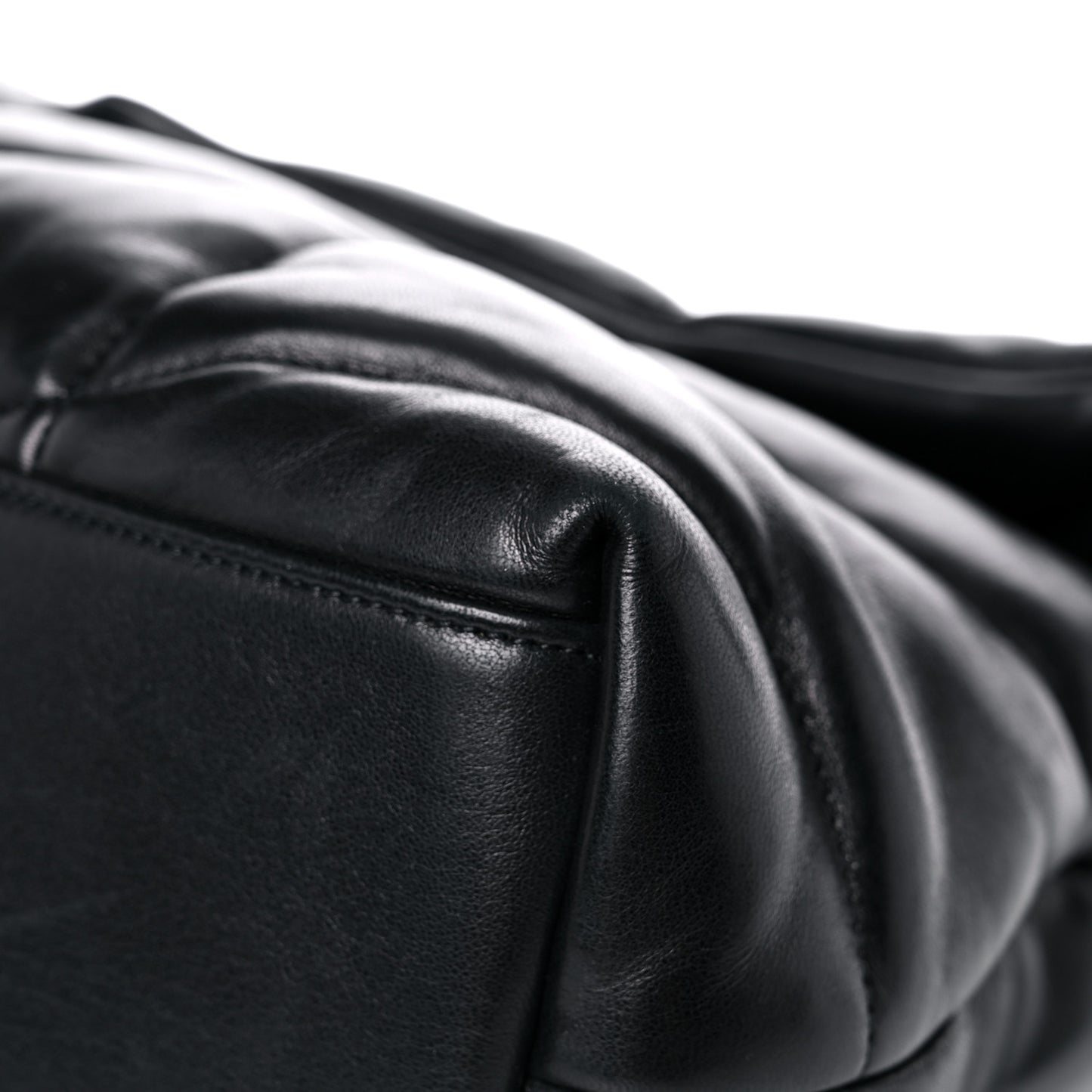 Lambskin Quilted Medium Loulou Puffer Monogram Chain Satchel Black