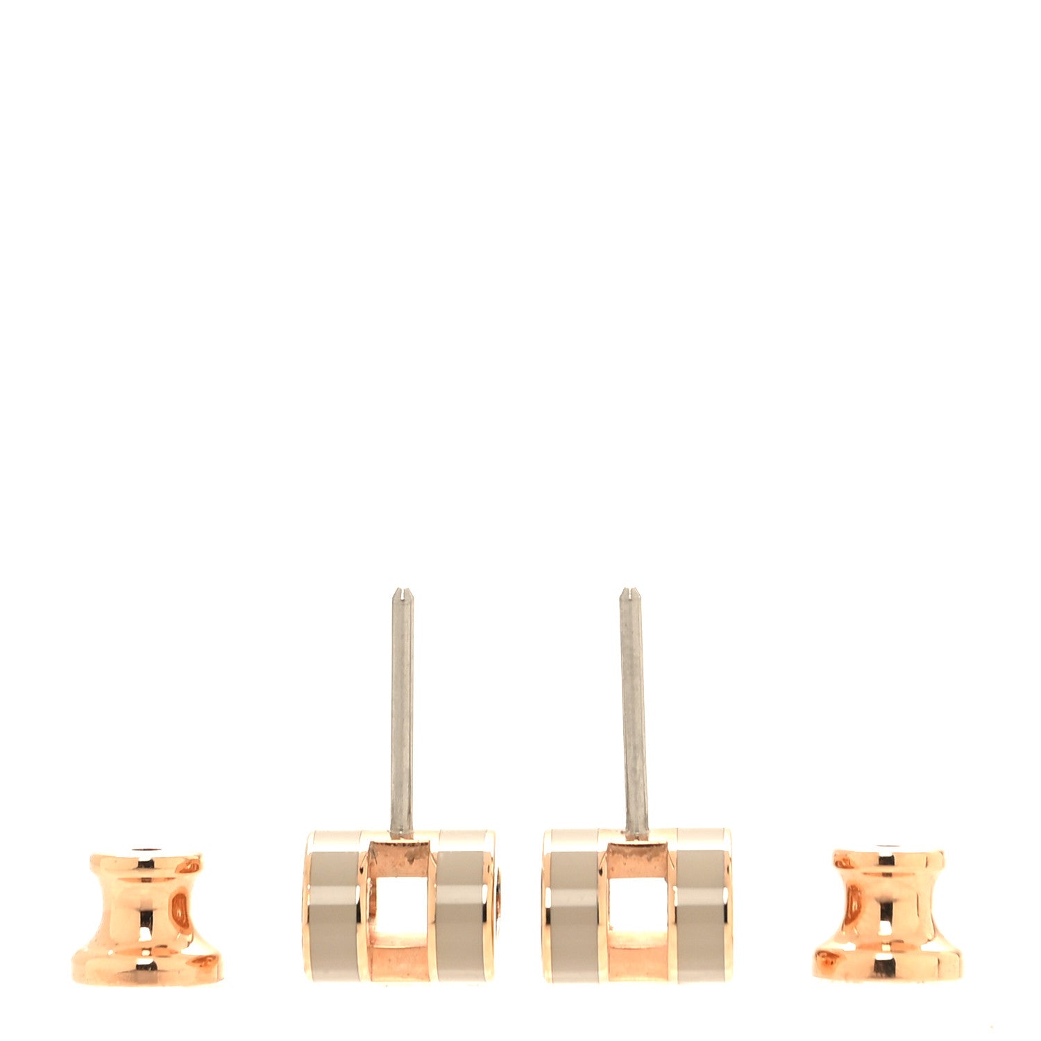 Hermes Rose Gold Lacquered Mini Pop H Earrings Marron Glace 3 of 6