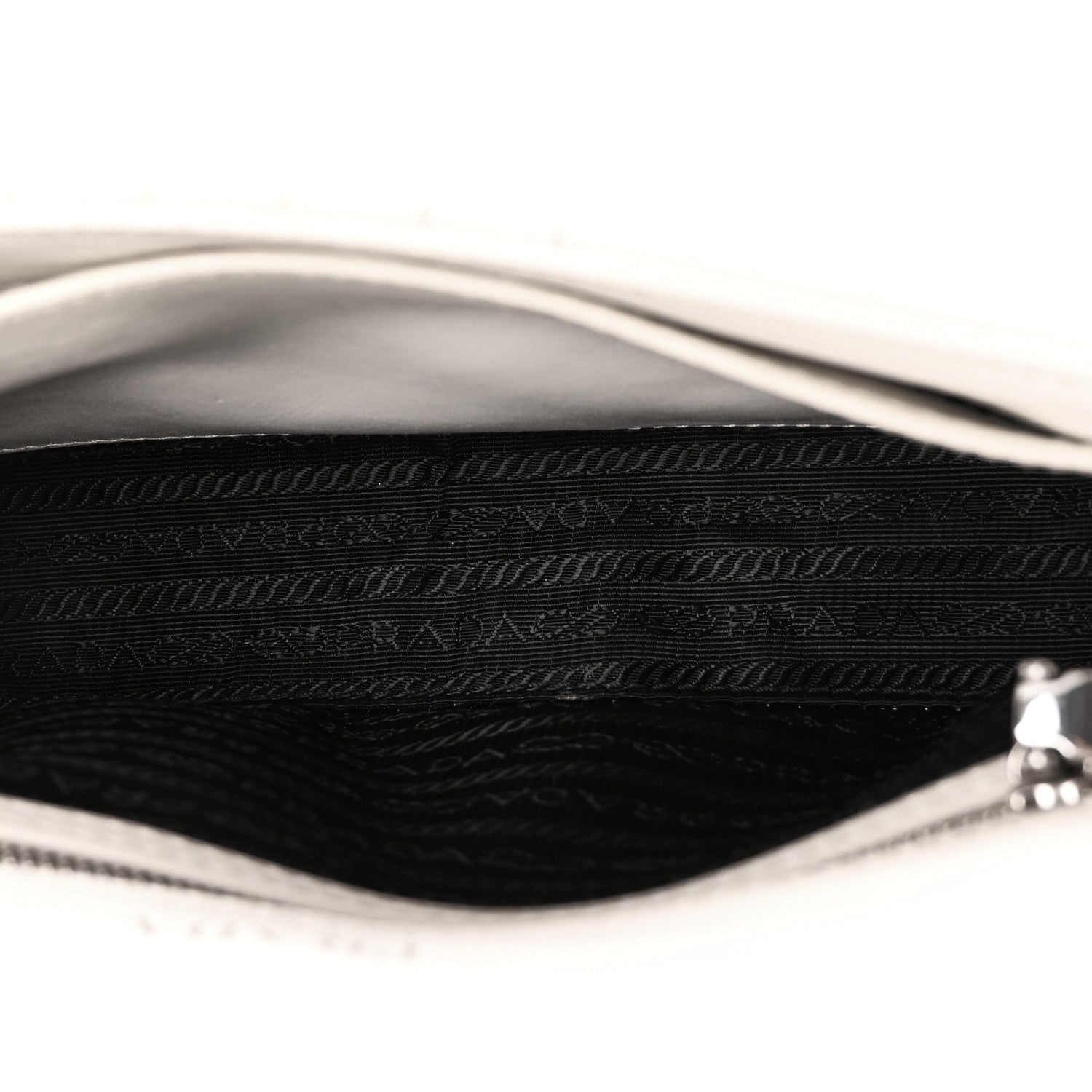 Prada Soft Calfskin Impunture Diagramme Medium Chain Flap Shoulder Bag White 5 of 9