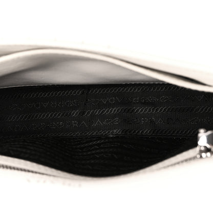 Prada Soft Calfskin Impunture Diagramme Medium Chain Flap Shoulder Bag White 5 of 9
