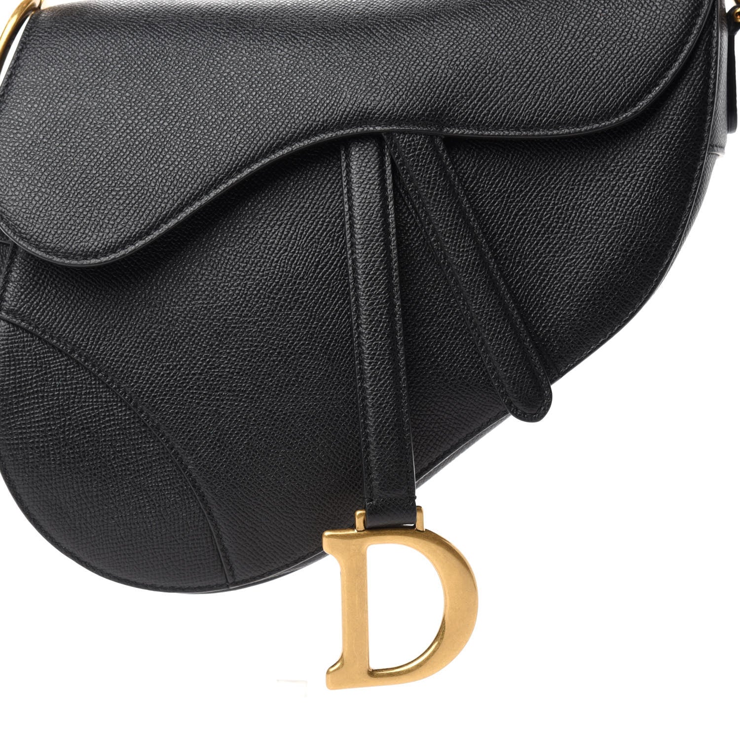 Christian Dior Grained Calfskin Saddle Bag Black 10 of 10