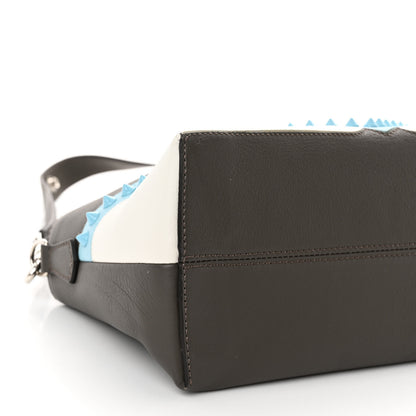 Fendi Vitello Dolce Monster Eyes Inlay Studded Medium By The Way Boston Bag Carbone White Multicolor 9 of 10