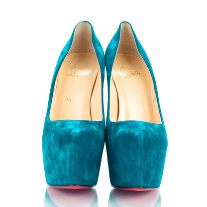 Christian Louboutin Suede Daffodile 160 Pumps 38.5 Peacock 2 of 8