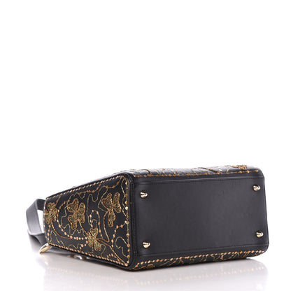 Christian Dior Smooth Calfskin Embroidered Medium Lady Dior Black 4 of 7