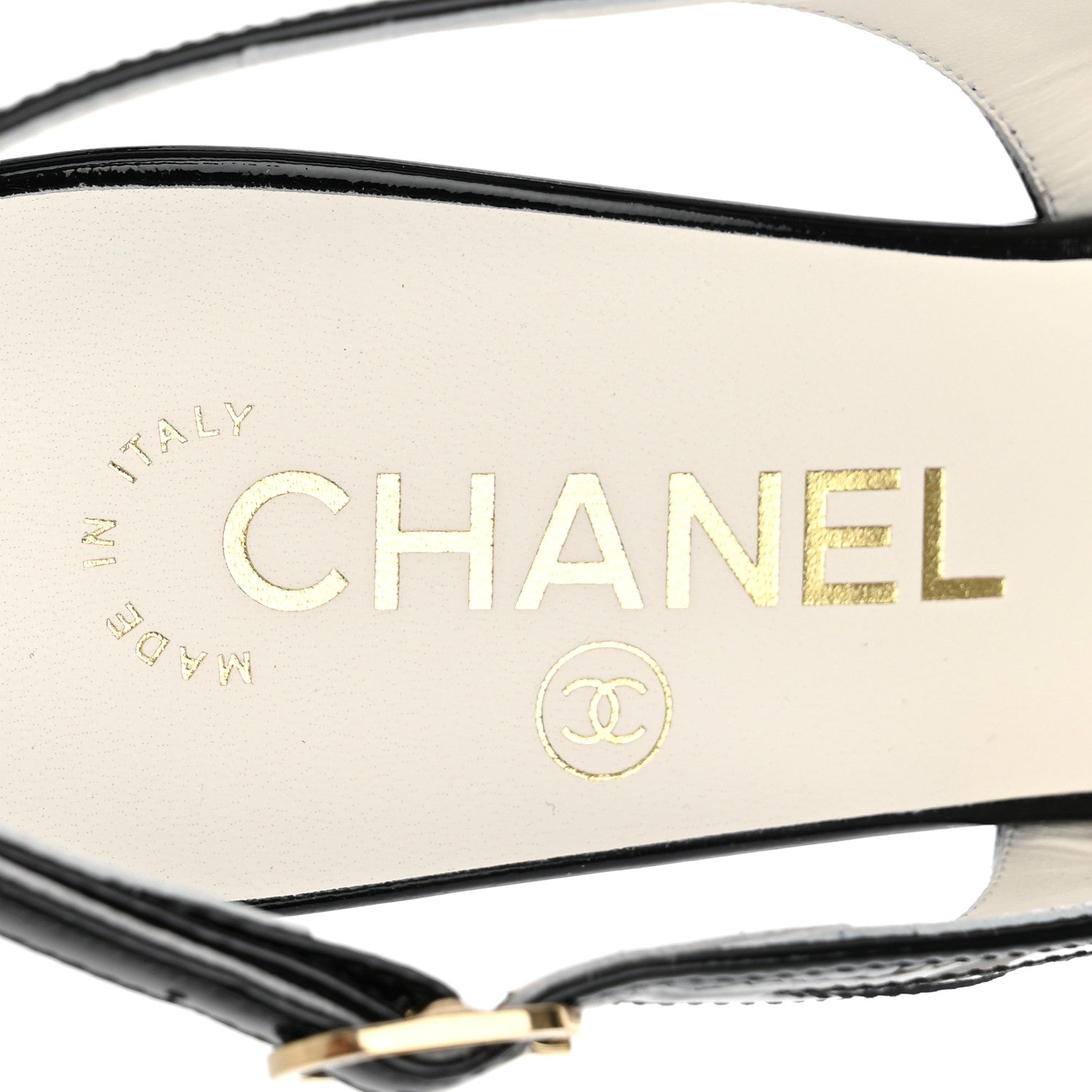 Chanel Lambskin Patent Calfskin Cap Toe CC Slingback Pumps 38 White Black 9 of 12