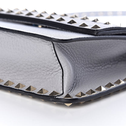 Valentino Garavani Pebbled Calfskin Rockstud Side Slip Crossbody Pastel Grey 9 of 9