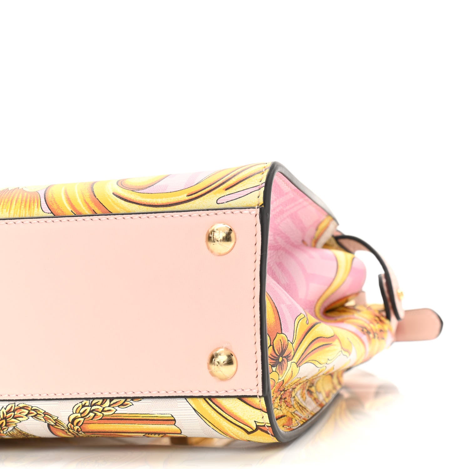 Fendi X VERSACE Vitello Seta Nappa Fendace FF Baroque Mini Peekaboo Iconic Satchel Pink Gold 10 of 10