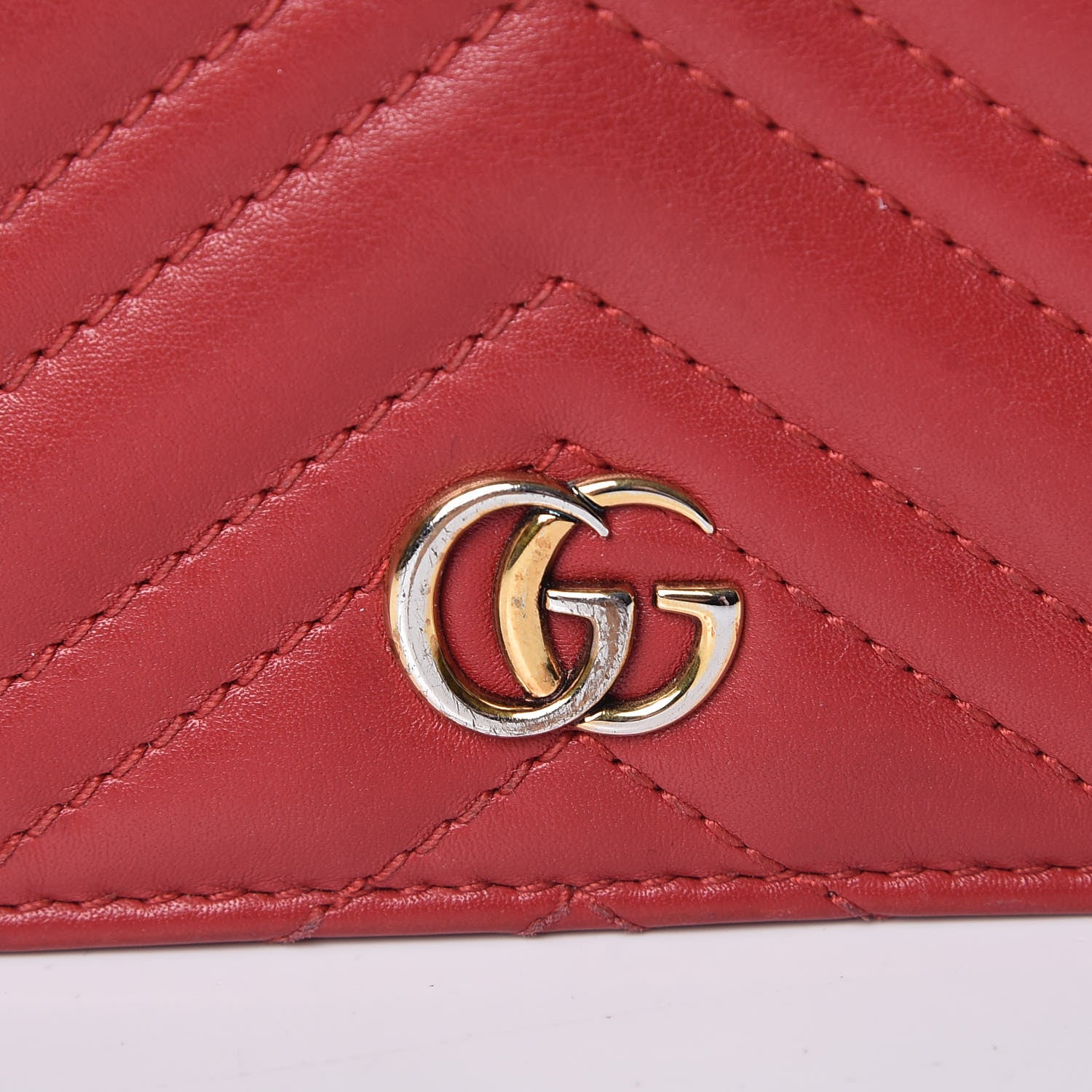 Gucci Calfskin Matelasse GG Marmont Card Case Hibiscus Red 8 of 8