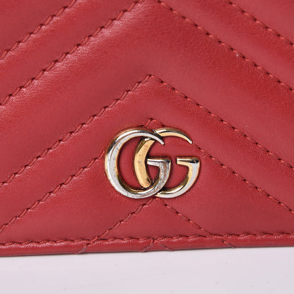 Gucci Calfskin Matelasse GG Marmont Card Case Hibiscus Red 8 of 8