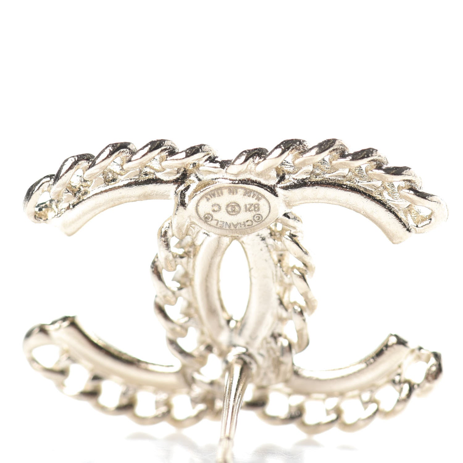 Chanel Crystal Chain CC Earrings Gold 4 of 4