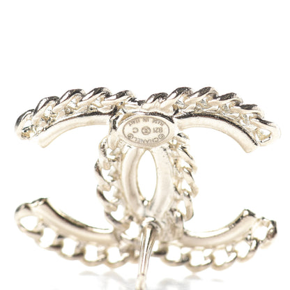 Chanel Crystal Chain CC Earrings Gold 4 of 4