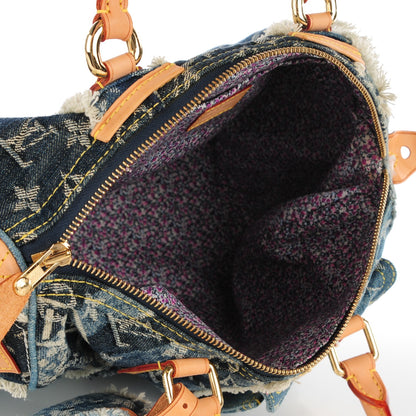 Louis Vuitton Denim Patchwork Speedy 30 Blue 5 of 7