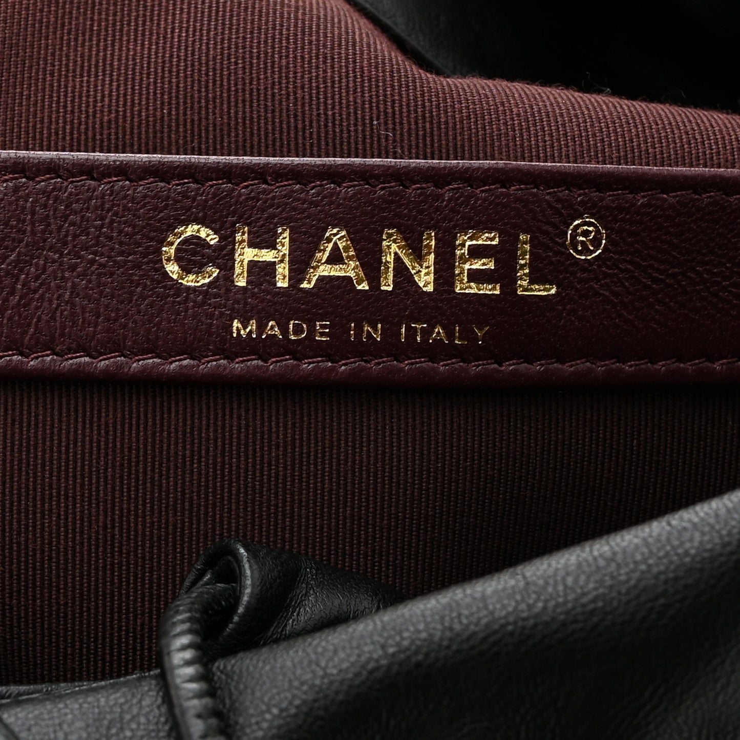 Lambskin Bucket Chain Drawstring Bag Black