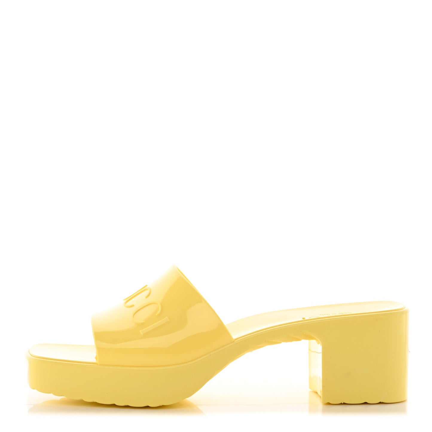 Rubber Gucci Logo Womens Platform 20/60mm Slide Sandals 36 Banana
