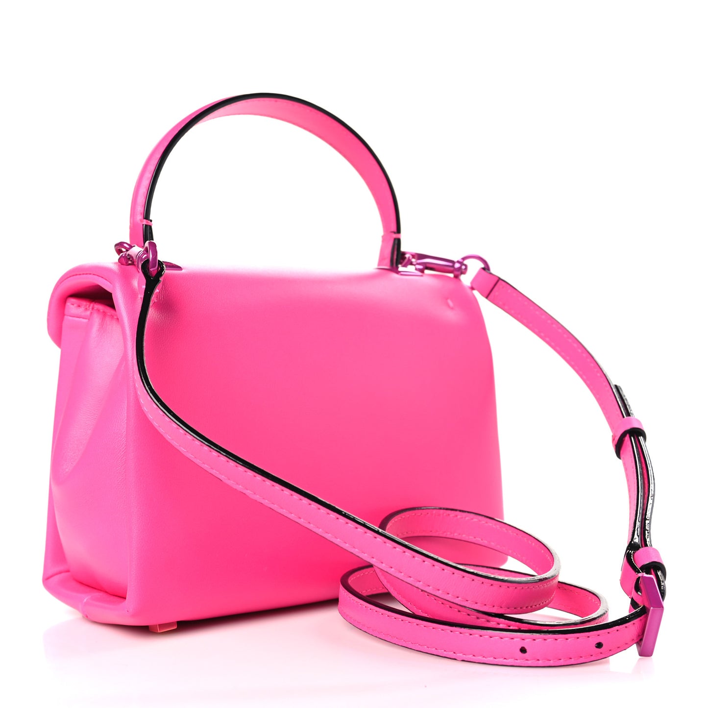 Nappa Tonal Monochrome Mini One Stud Top Handle Bag Pink PP