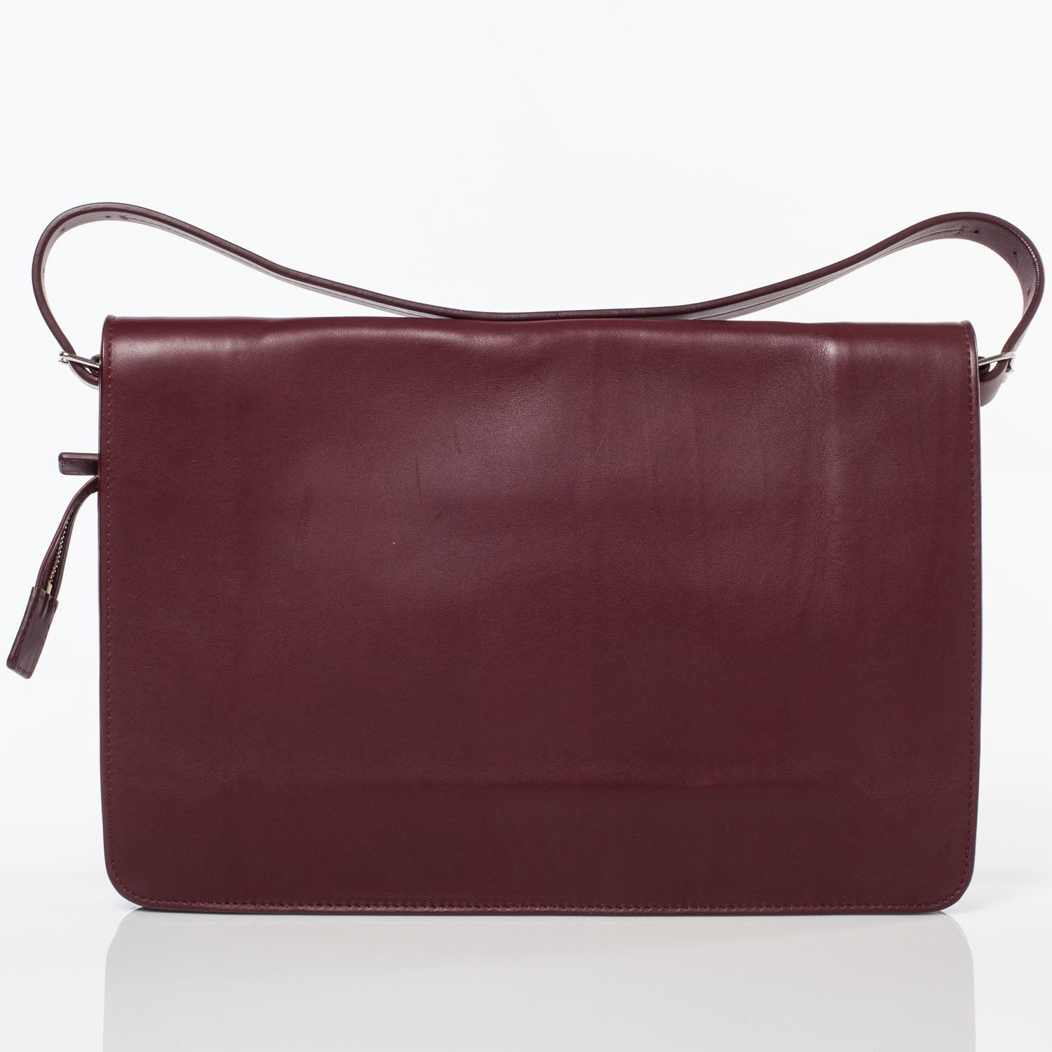 Celine Calfskin Medium Clasp Shoulder Bag Wine 4 of 9