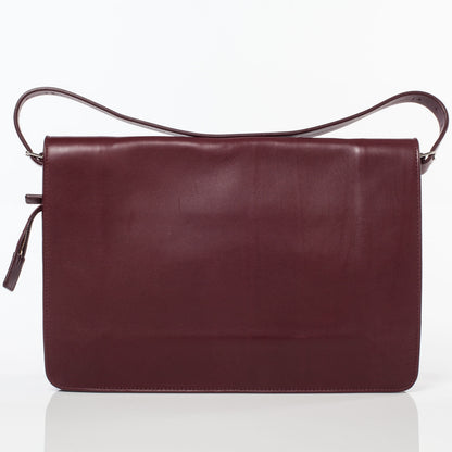 Celine Calfskin Medium Clasp Shoulder Bag Wine 4 of 9