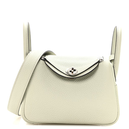 Hermes Taurillon Clemence Mini Lindy 20 Gris Neve 8 of 11