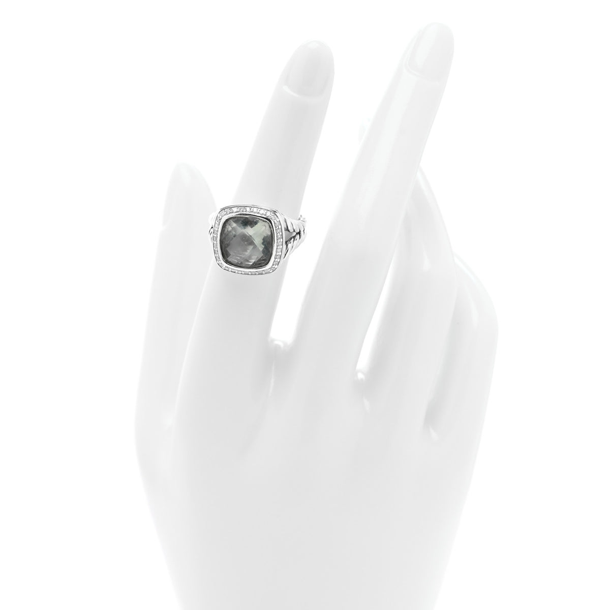 Sterling Silver Diamond Prasiolite 11mm Albion Ring 56 7.75 50 5.5