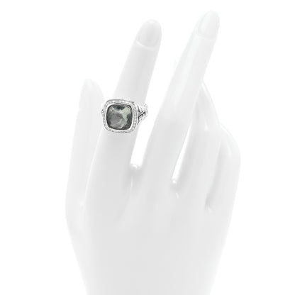 David Yurman Sterling Silver Diamond Prasiolite 11mm Albion Ring 56 7.75 50 5.5 2 of 4