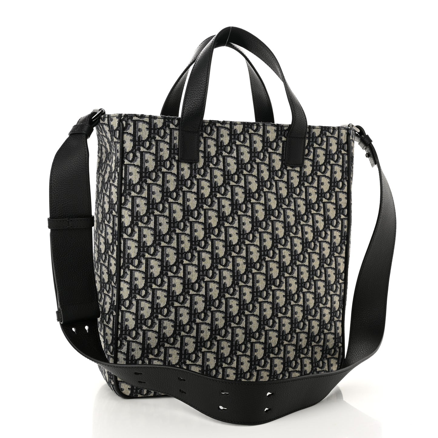 Oblique Saddle Tote Beige Black