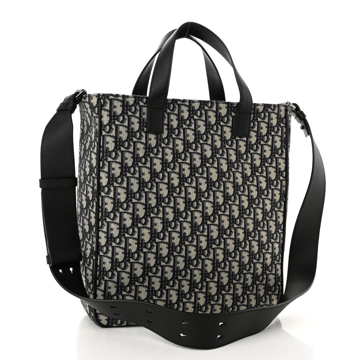 Christian Dior Oblique Saddle Tote Beige Black 3 of 11