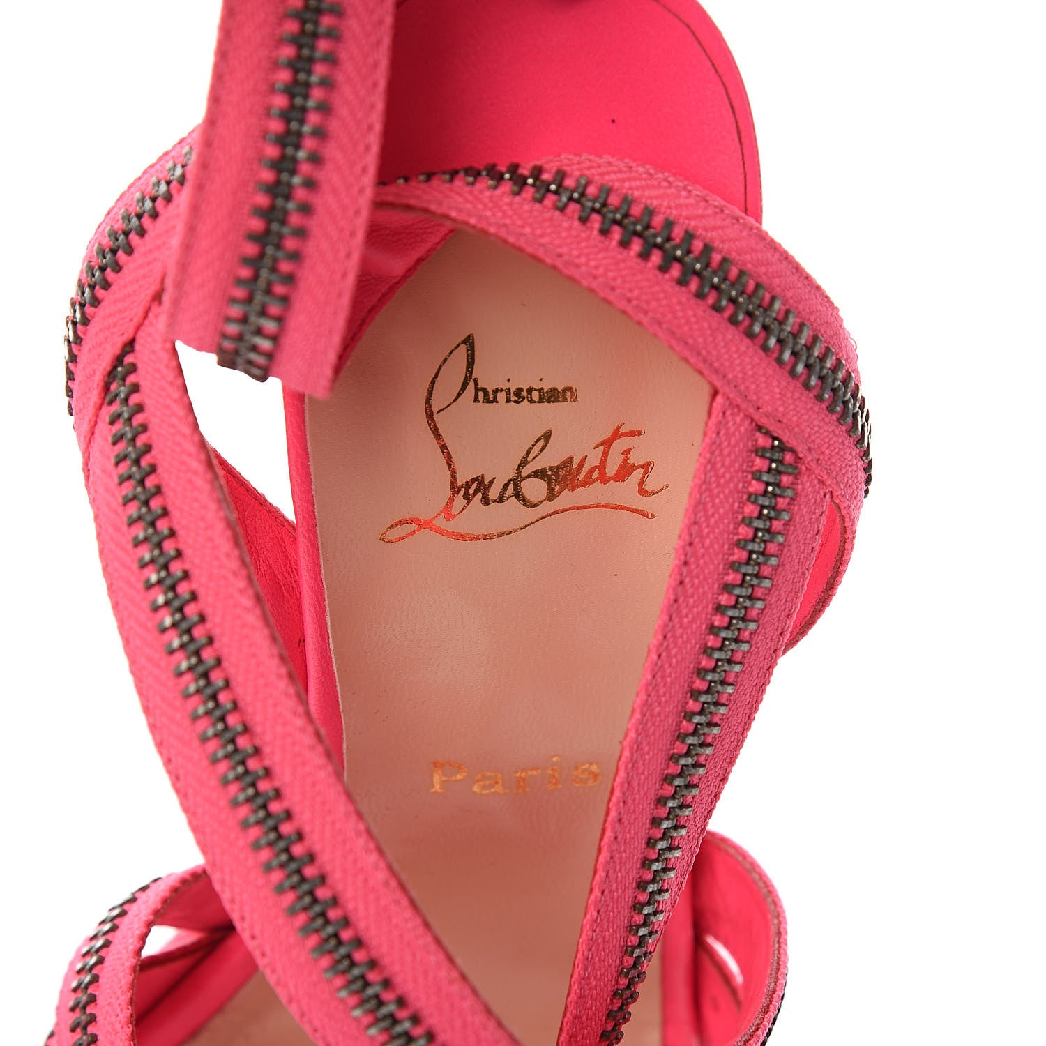 Christian Louboutin Fabric Rodita Zipper Platform Sandals 39.5 Pink 9 of 10