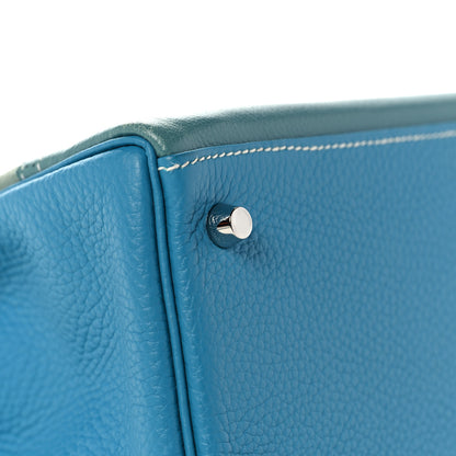 Hermes Veau Doblis Taurillon Clemence Evergrain Ghillies Kelly Retourne 32 Turquoise Ciel 9 of 38