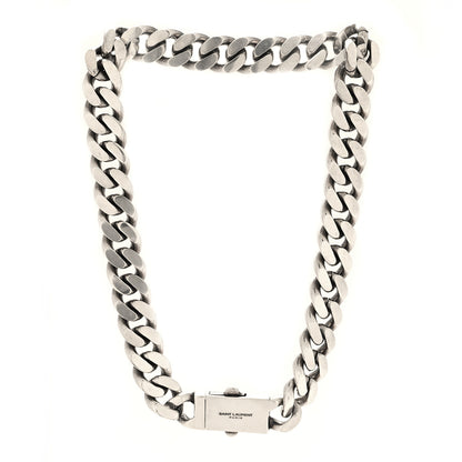 Saint Laurent Metal Curb Chain Necklace Oxidized Silver 3 of 4
