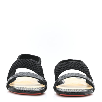 Christian Louboutin Calfskin Mesh Snakeskin Embossed Georgette Flats 36 Black 2 of 7