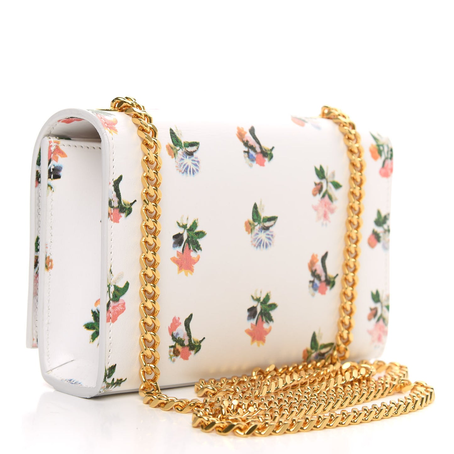 Calfskin Prairie Flower Printed Medium Classic Monogram Kate Satchel White