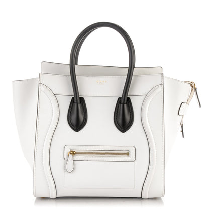 Celine Smooth Calfskin Mini Luggage White Black 1 of 8
