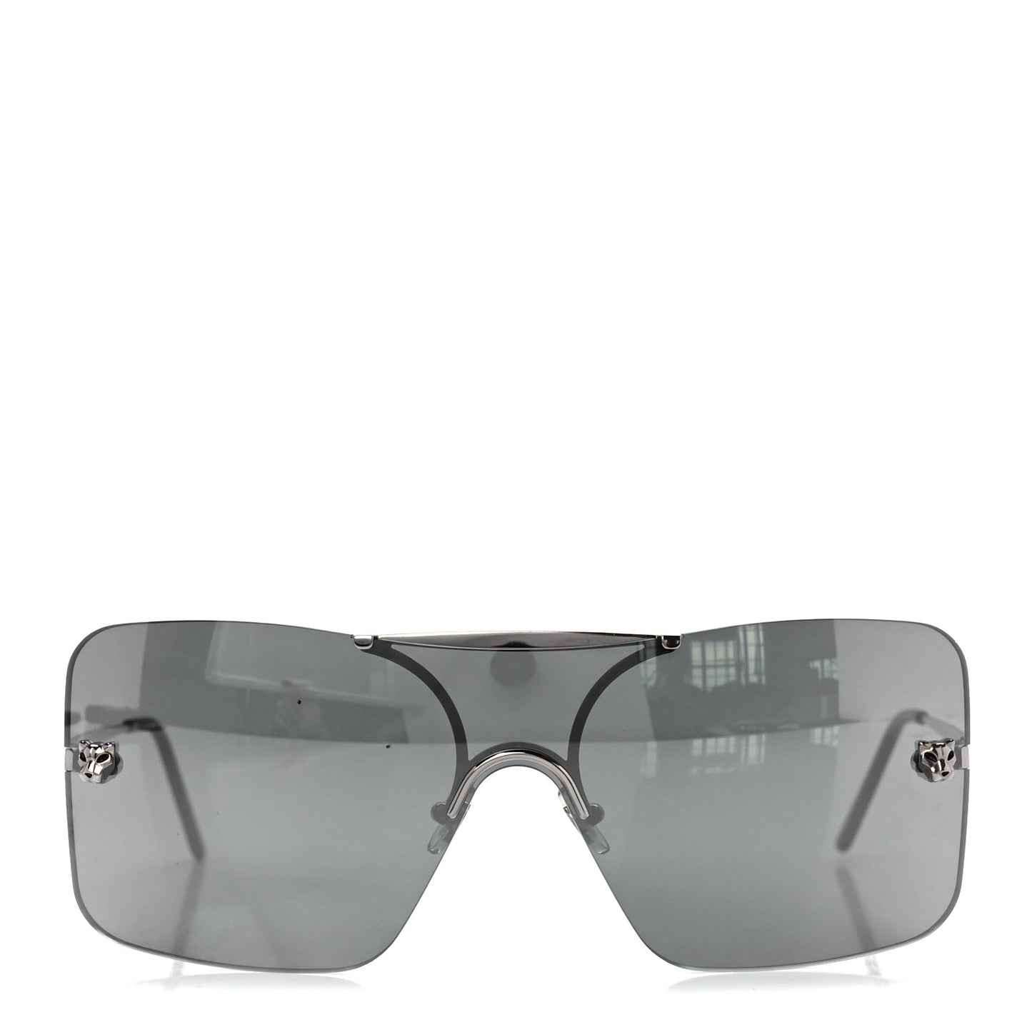 Panthere De Cartier Shield Sunglasses Silver