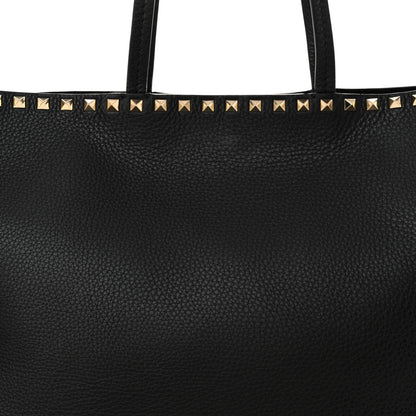 Valentino Garavani Grained Calfskin Rockstud Shoulder Tote Black 7 of 10