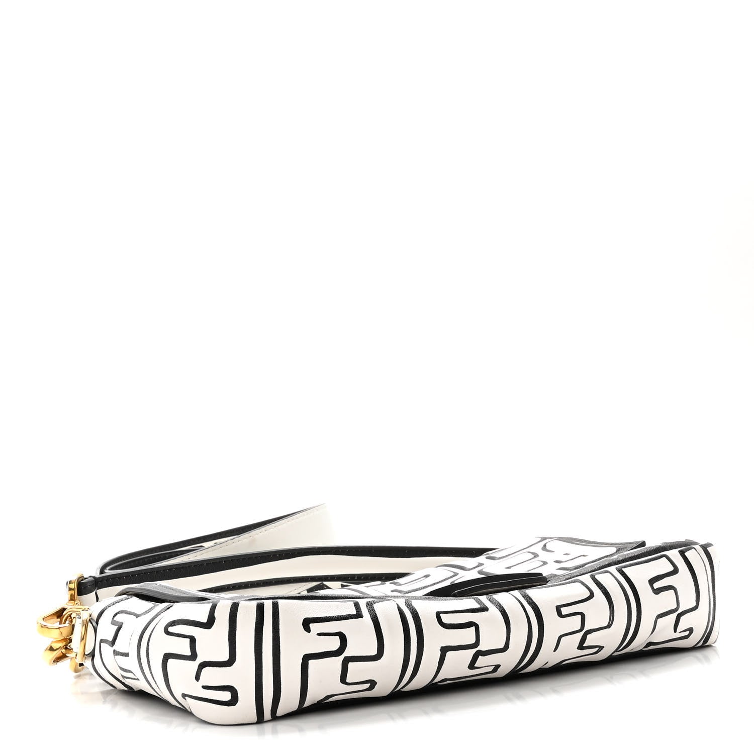 Fendi X JOSHUA VIDES Nappa FF Embossed Baguette White Black 4 of 10