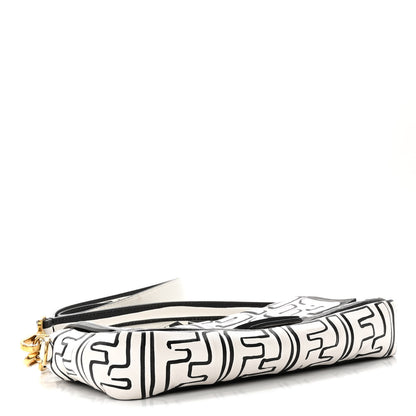 Fendi X JOSHUA VIDES Nappa FF Embossed Baguette White Black 4 of 10