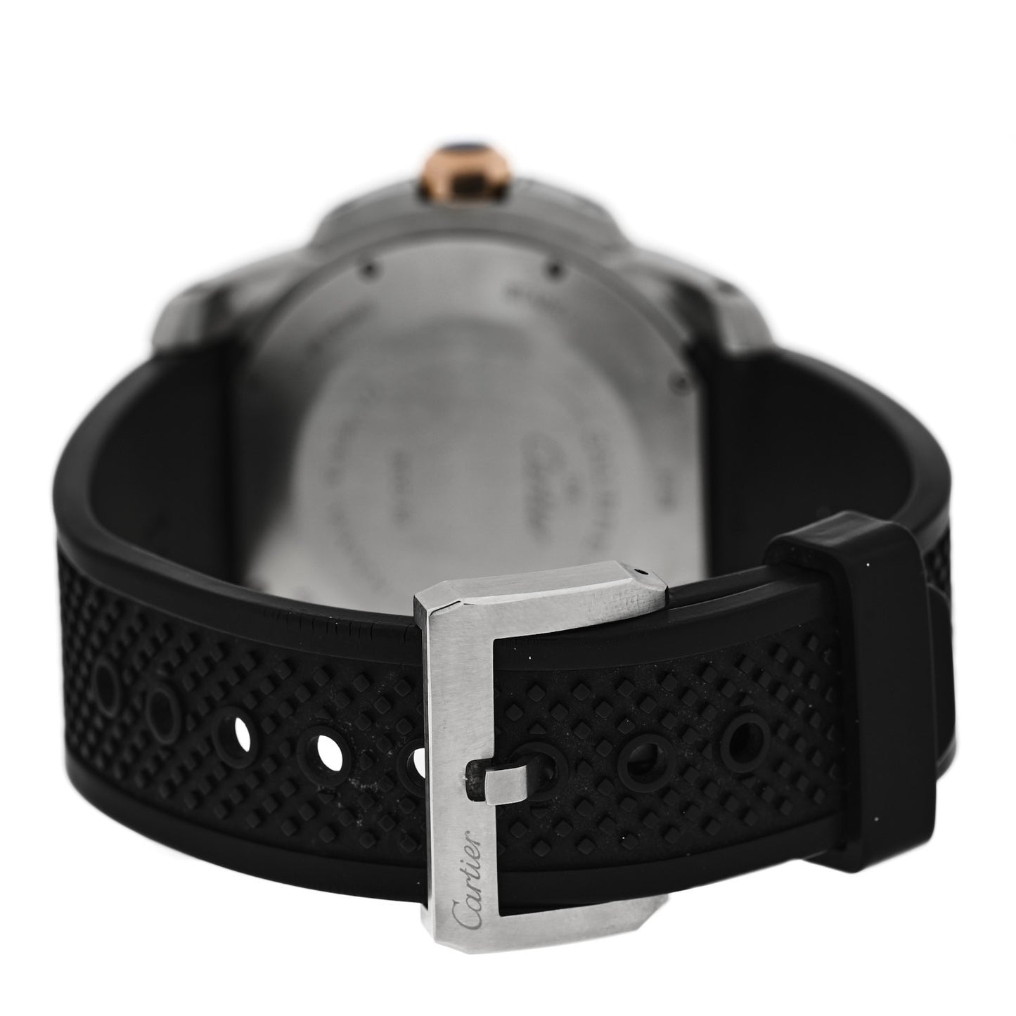 Stainless Steel 18K Pink Gold Rubber 42mm Calibre de Cartier Diver Automatic Watch Black