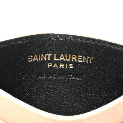 Saint Laurent Grain De Poudre Matelasse Chevron Monogram Credit Card Case Dark Beige 6 of 7