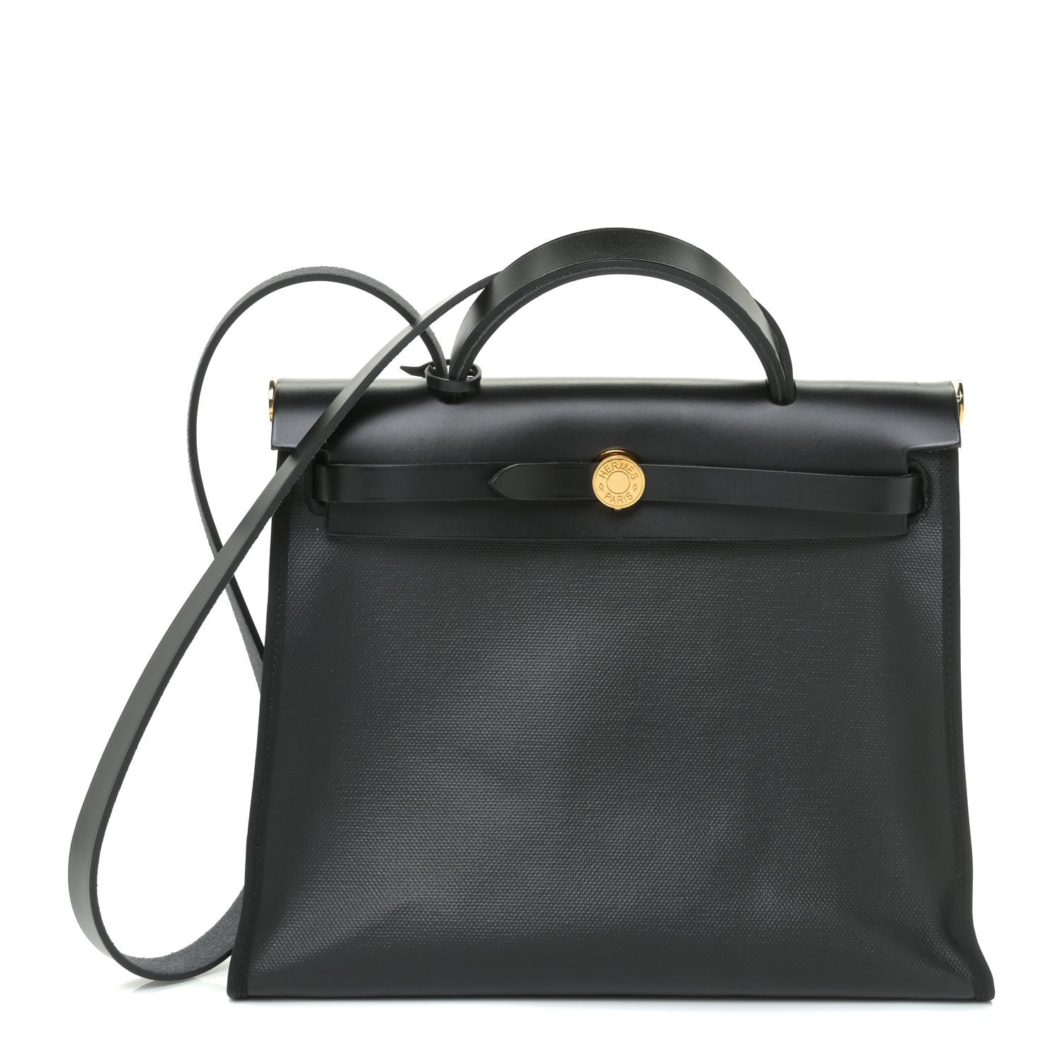 Hermes Toile H Berline Vache Hunter Herbag Zip PM 31 Black Ecru 2 of 10