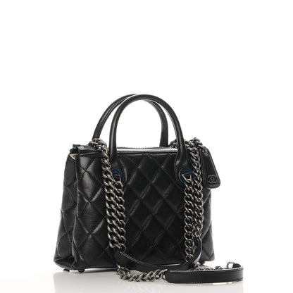 Chanel Shiny Sheepskin Quilted Small Shopping Tote Black 3 of 7