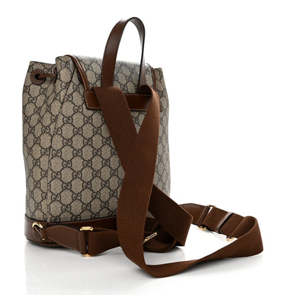 Gucci GG Supreme Monogram Azalea Calfskin Retro Interlocking G Buckle Backpack Beige Ebony Brown Sugar 3 of 12