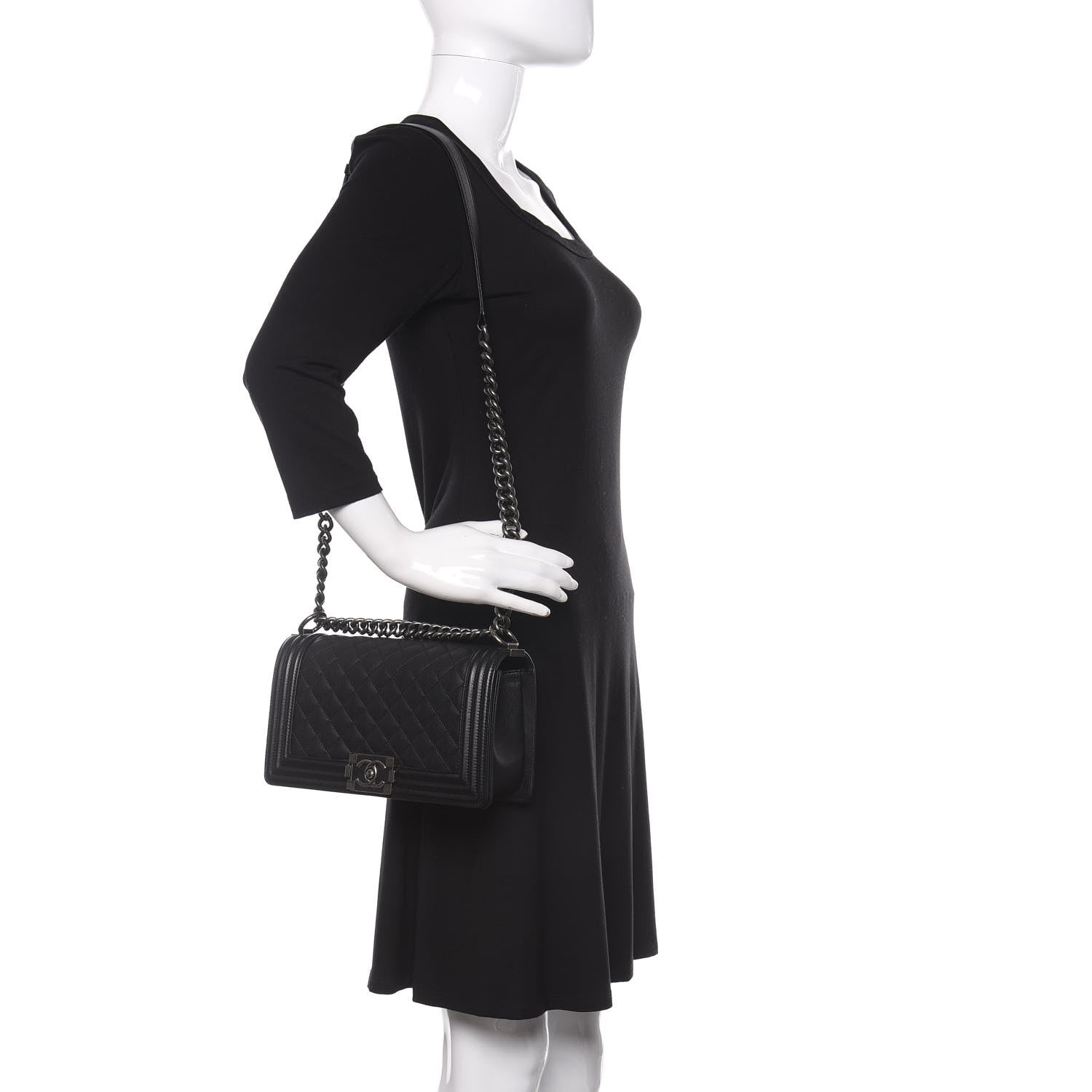 Chanel Calfskin Quilted Medium Boy Flap Black 2 of 12