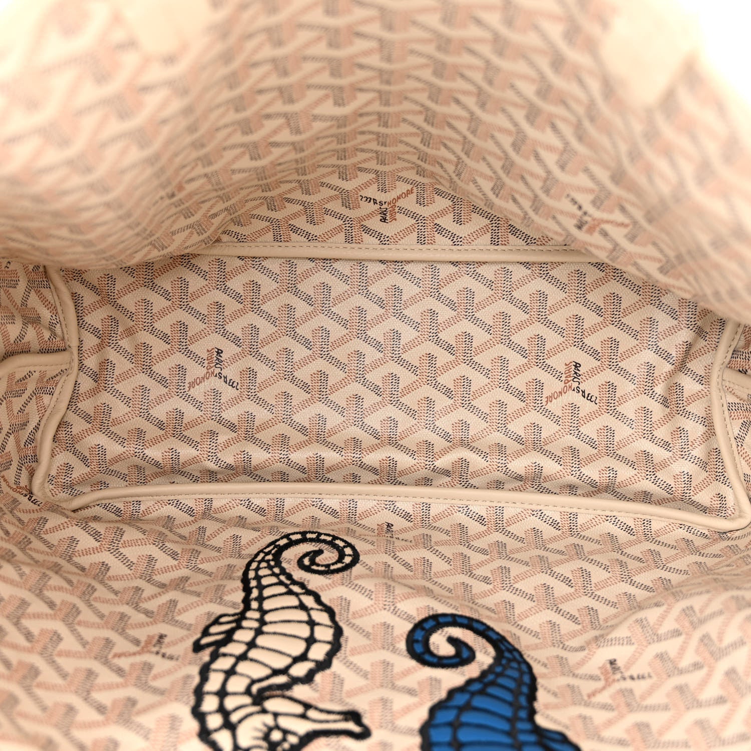 Goyard Goyardine Embroidered Seahorse Reversible Anjou PM Sand 9 of 17