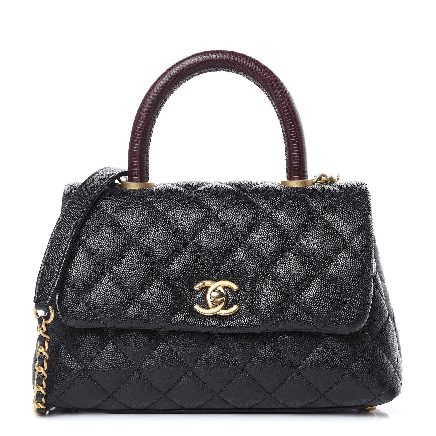 Chanel Caviar Lizard Embossed Quilted Mini Coco Handle Flap Black 1 of 10