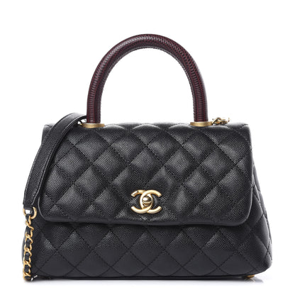 Chanel Caviar Lizard Embossed Quilted Mini Coco Handle Flap Black 1 of 10