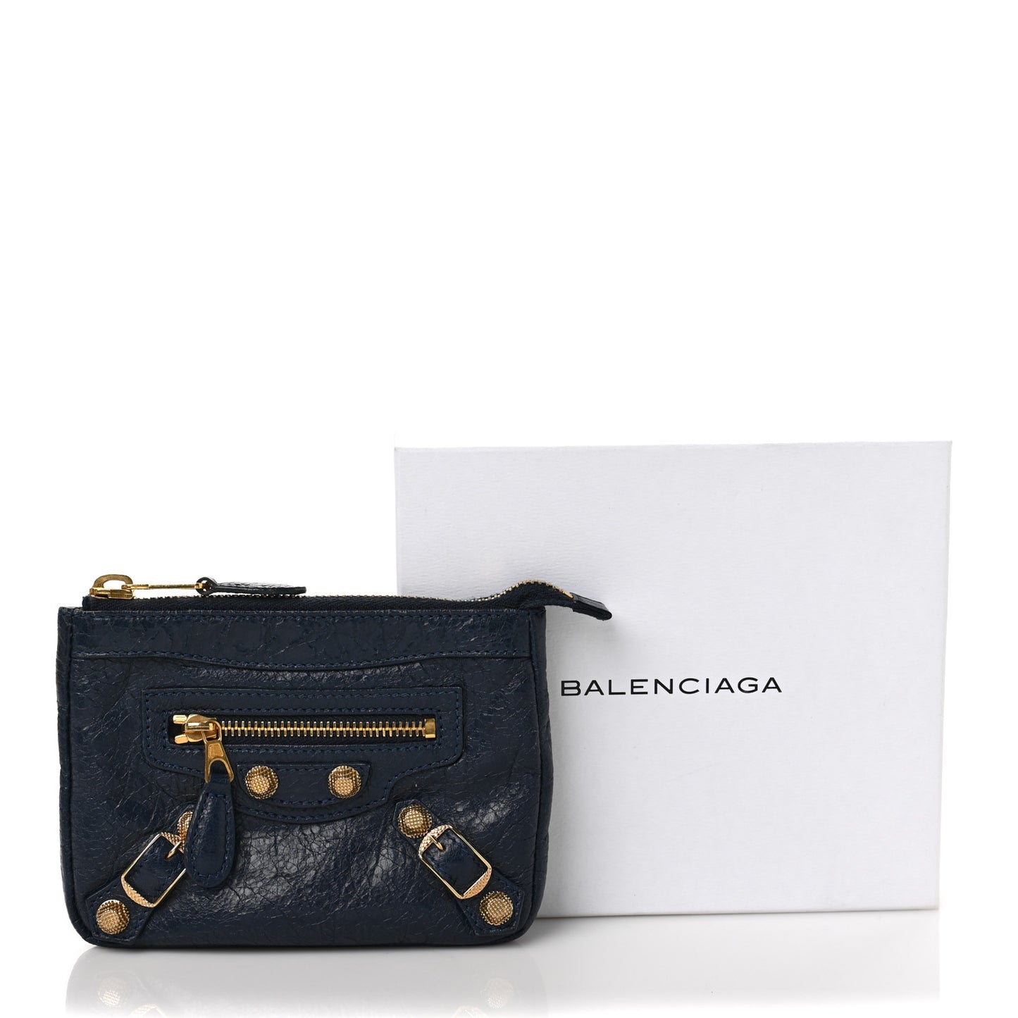 Agneau Giant 12 Gold Hardware M Porte-Monnaie Coin Purse Bleu Obscur